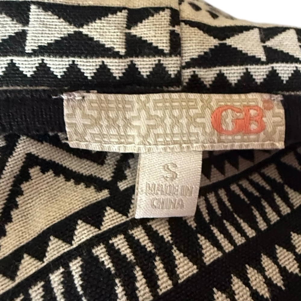 GB Black and White Aztec Print Cardigan Blazer Sz‎ S - Picture 4 of 5